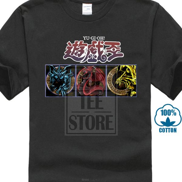 

yu gi oh egyptian god cards anime cartoon men's black t shirt size s 3xl 100 % cotton tee shirt for men