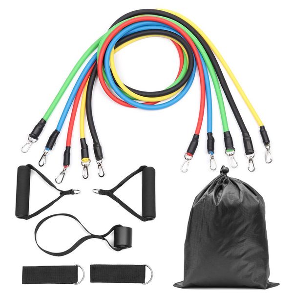 11pcs/set egzersizleri direnç bantları set lateks tüpler pedal gövdesi ev spor salonu fitness eğitim egzersiz yoga elastik çekme halat ekipmanı