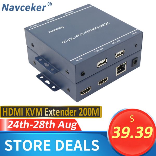 

2020 ip network hdmi kvm extender 200m with loop out 1080p rj45 ports hdmi extender ir 660ft usb over cat5e/6