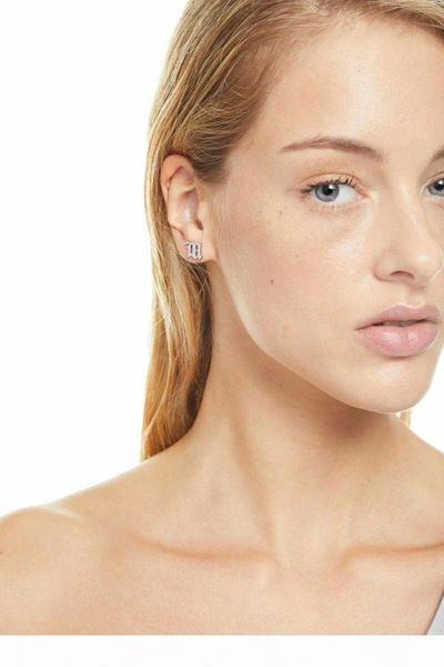 

2019 misbhv 19ss lady alphabet 925 ear nails simple temperament cold wind small earrings, White