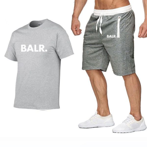

brand mens tracksuit t shirt +shorts set summer short sleeve tracksuit gyms casual male t shirt 2 piece brand clothing size s-2xl, Gray