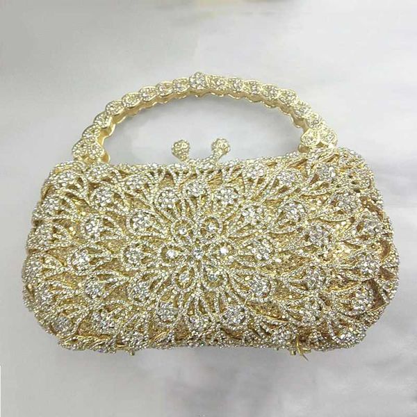 

new arrival hollow out crystal wedding purse luxury designer diamond wedding purse elegant women evening bags shoulder clutches