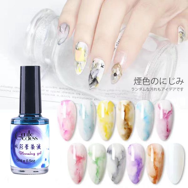 

blooming watercolor liquid gel nail polish for ink painting bloomed flower gradient mixing color uv gel nail polish art, Red;pink