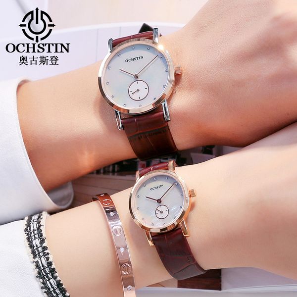 

lovers watch mens brand ochstin luxury fashion watch men ultra thin gold mesh business watches women dress quartz, Slivery;brown