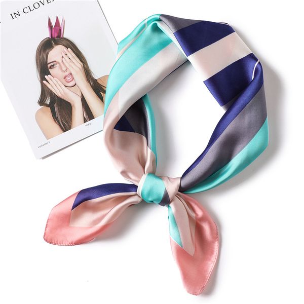 

ruicesstai silk scarf women 2020 new arrival fashion geometric small neck scarf square spring summer head scarves foulard shawls, Blue;gray