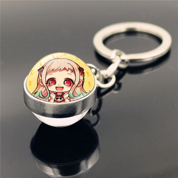 

toilet-bound hanako-kun keychain womans time gem cabochon key chain men pendant key ring cartoon glass jewelry llaveros, Silver