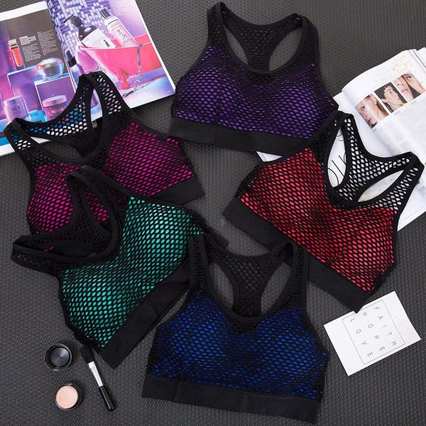 

high impact hollow outdoor sports bra mesh back training yoga shirt gym fitness running women crop sport bra, White;black