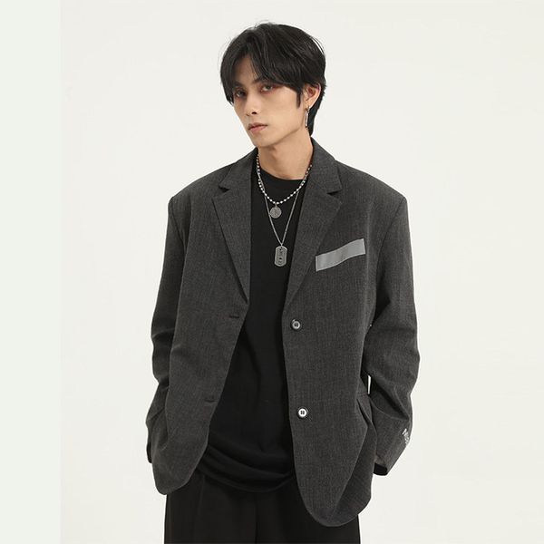 

men reflective design casual loose suit coat male retro fashion streetstyle hip hop blazer jacket overcoat, White;black