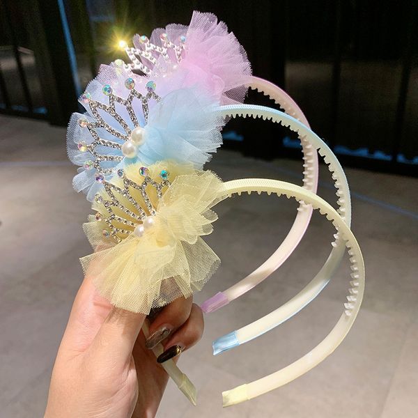 

new girls cute pearl rhinestone crown hair band sweet hair ornament headband princess gift lovely kids fashion accessories