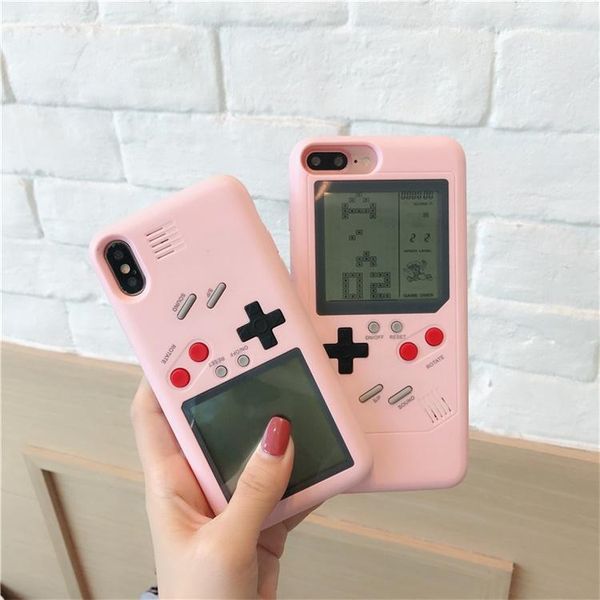 

cgjxsgame console phone cases for iphone x xr xs max 8 7 6 plus portable retro game tetris with package