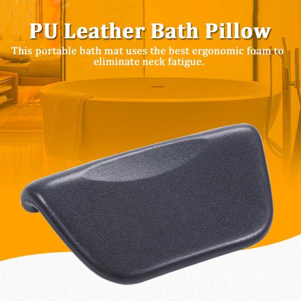 

pillow anti slip neck support pu leather bath bathroom bathtub spa head rest #734