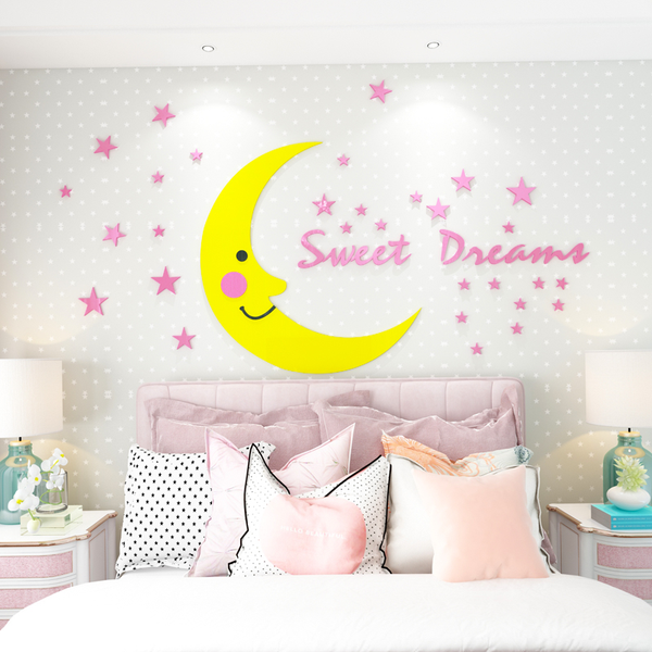 

new diy moon star wall sticker children room decoration sticker home wall decals baby nursery wallpaper acrylic stickers s/m/l