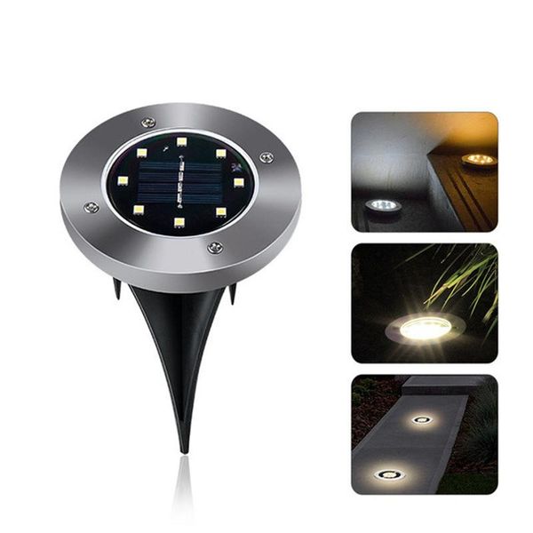 

cgjxsip65 waterproof 8 led solar outdoor ground lamp landscape lawn yard stair underground buried night light home garden decoration