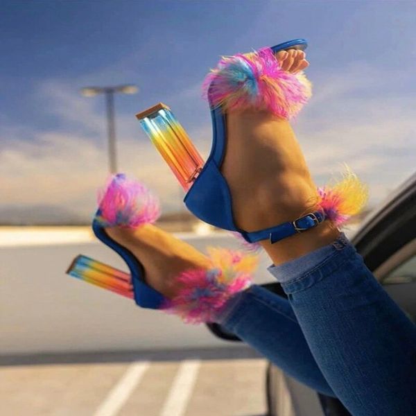 

women's slippers faux leather sandals square heel fashion open toe colorful shoes for women wedding outdoor shoes 2020 summer, Black