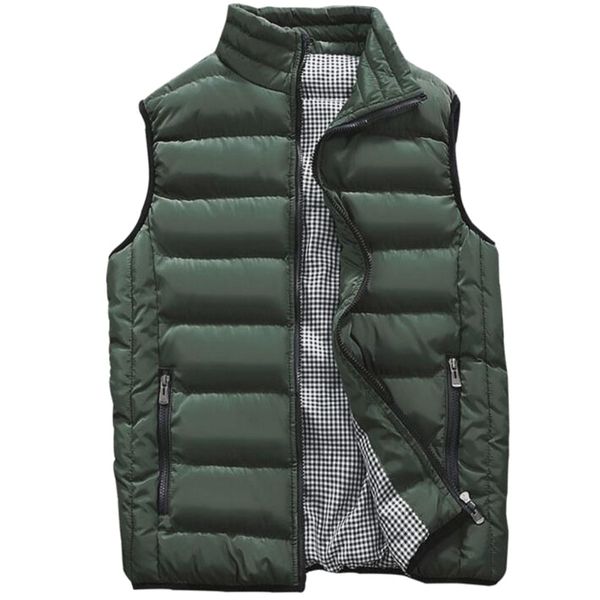 

army green men autumn new thick sleeveless vest jacket waistcoat men winter fashion casual warm cotton-padded vests waistcoat, Black;white