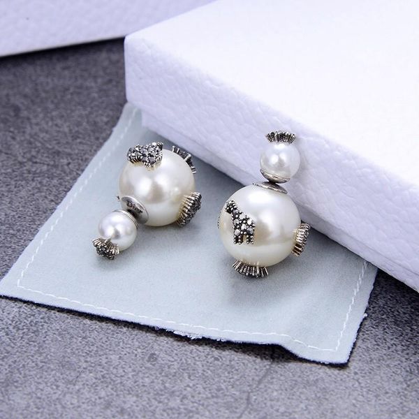 

европа и соединенные штаты пользовательских жемчужной сережкой популярны продажи животных алмаз моды жемчужные серьги, Golden;silver