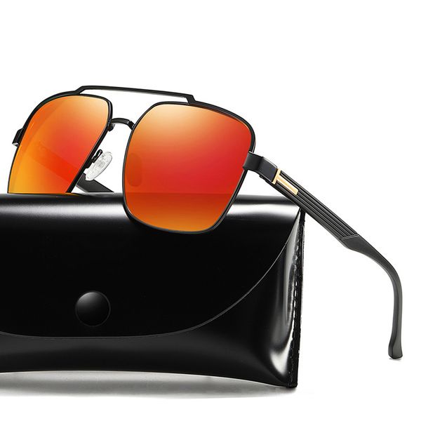 

2020 alloy square sunglasses men polarized driving metal frame anti-glare mirror lens fashion fishing sun glasses male uv400, White;black