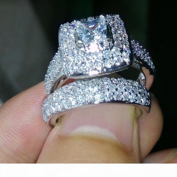 

2020new white inlaid zircon couple rings of european and american fashion ring female wholesale, Slivery;golden