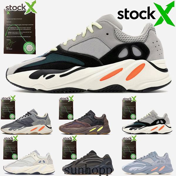 

kanye west 700 wave runner running shoes for mens womens 700s v2 static sports sneakers mauve solid grey shoes size 36-46 aybco, Black