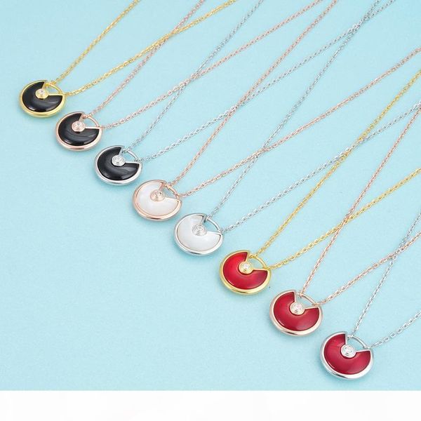 

nice enamel charms amulette necklaces white black red colorful shell stone disc symbol sign amulet pendant 925 silver jewelry
