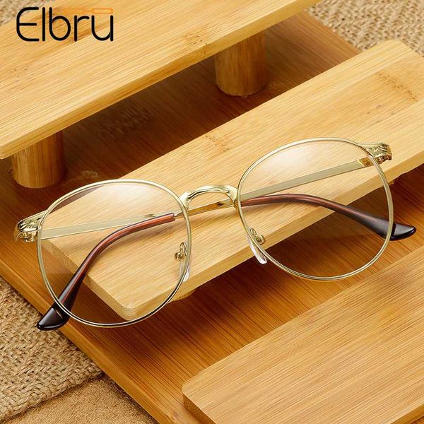 

elbru fashion oversized glasses frame comfortable personalized metal round spectacles goggles classic plain eyeglasses unisex, Black