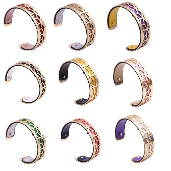 

15mm bracelet with gold color hollow out shaped reversible interchangeable bracelet femme bijoux 2020, Black