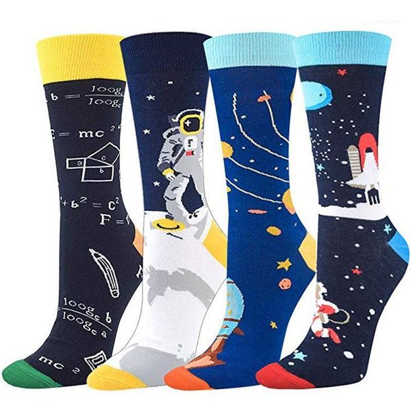 

four style mathematics socks printed mens designer socks colorful fashion mens cotton socks, Black