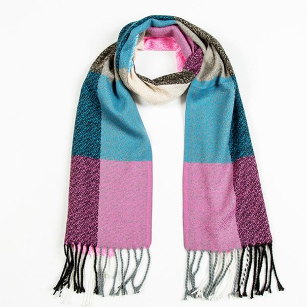 

scarves 2021 fashion autumn and winter chaotic pattern cashmere scarf women's shawl warm thick plaid hipster, Blue;gray