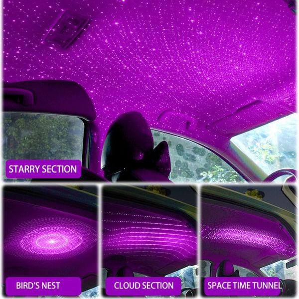 

usb car roof star projection light 4 mode project pattern auto interior atmosphere light decoration lamp romantic night