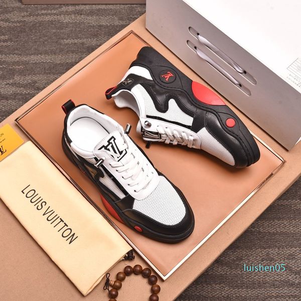 

2020 o1 fashion trend designer mens shoes leather mesh breathable comfortable outdoor shoes lace-up casual hiker shoes mens sneakers5 l05, Black