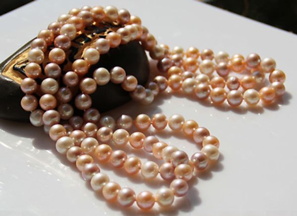 

gorgeous 9-10mm south sea round multicolor pearl necklace 48", Silver
