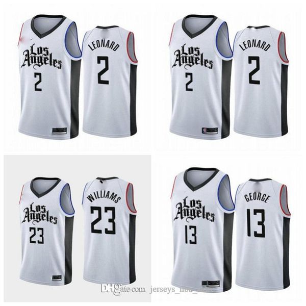 

los angeles clippers men 13 george 23 williams 2 leonard white black 19/20 new city version basketball jersey 02, Black;red