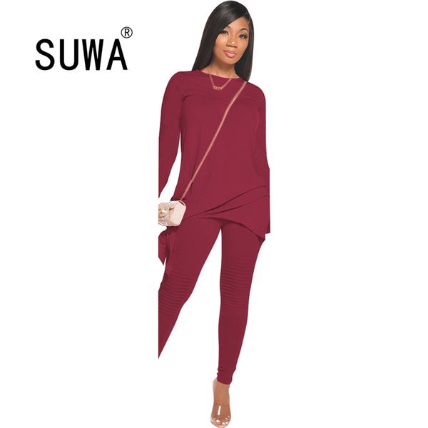 

active lounge wear women two piece tracksuit set long sleeve autumn sweatshirt + stacked joggers pants suit home outfits, Gray