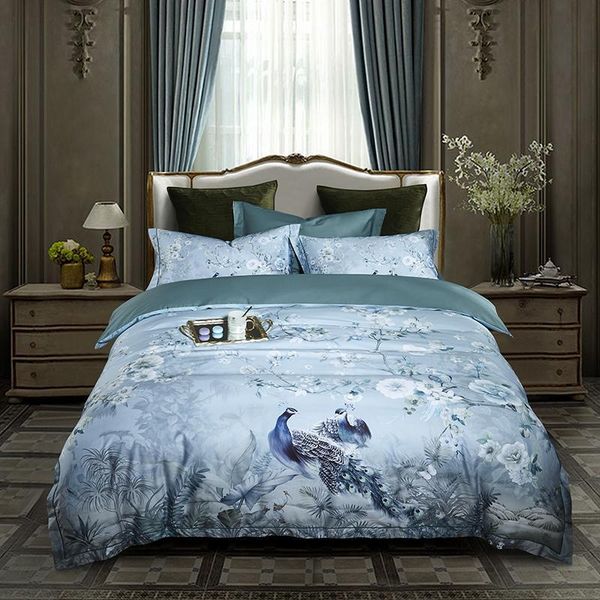 

j2 new peacock bedding set king  size egyptian cotton duvet cover set bedclothes bed sheet bed linen