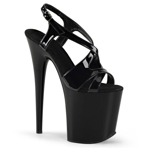 

20cm super stiletto heels with platform platform model show night club fun slip sandals pole dancing shoes, Black