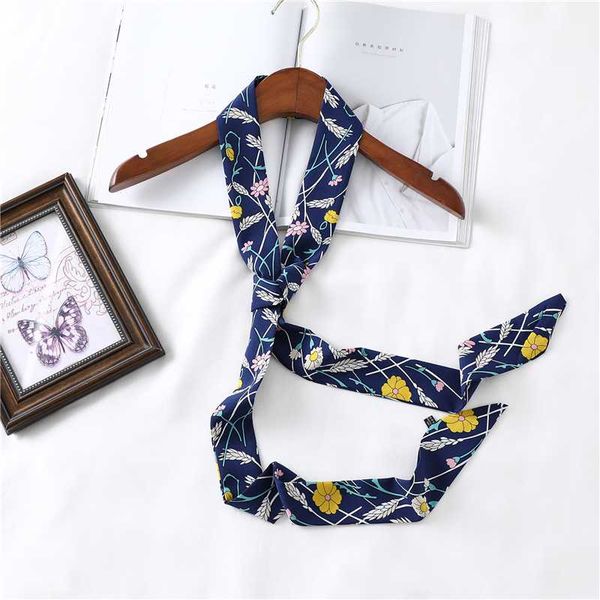 

long skinny scarf women silk neck scarves fashion print hair band lady bag scarfs ribbon headband tie 2020 new, Blue;gray