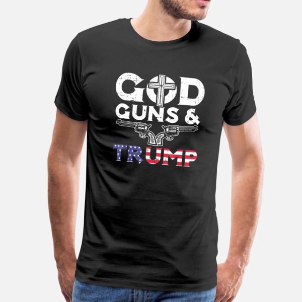 

pro god guns trump usa flag reelect vote for trump t shirt men printing short sleeve euro size s-3xl standard anti-wrinkle breathable, White;black
