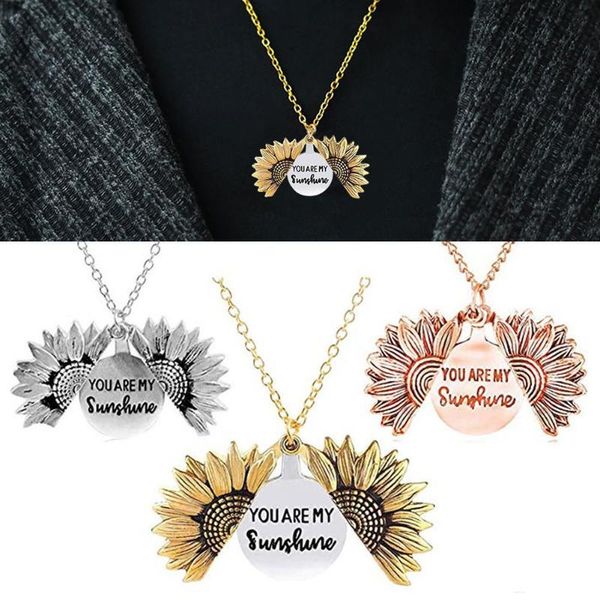 

women's necklace sunflower locket necklace gold silver color choker fashion tiny heart dainty initial jewelry