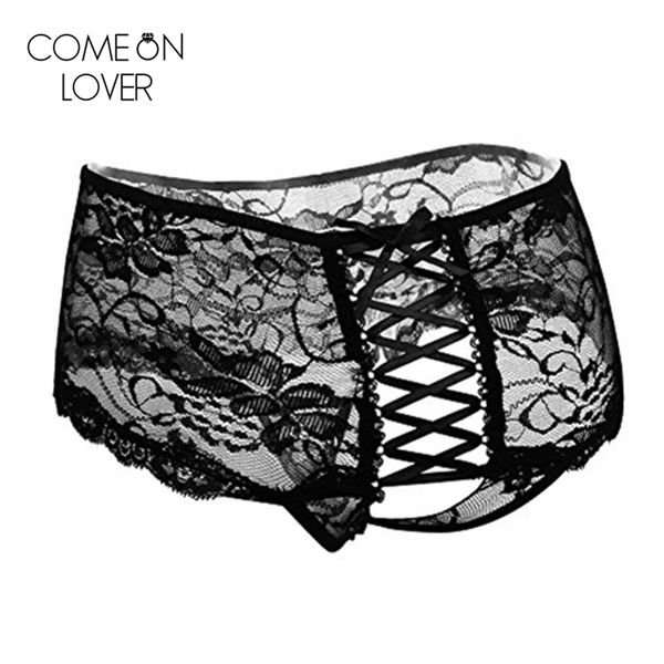 

comeonlover crotchless womens underwear lingerie nice bandage lace panties large size 5xl 6xl tangas women briefs pl5116, Black;pink