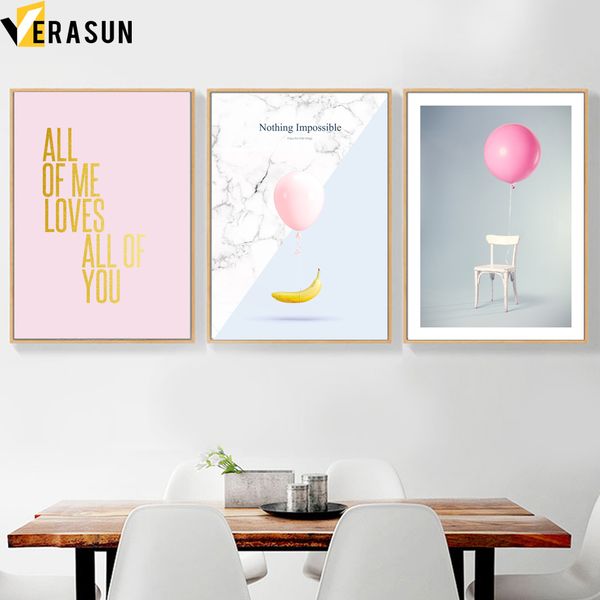

balloon marble gold letter banana chair wall art canvas painting nordic posters and prints wall pictures for living room decor