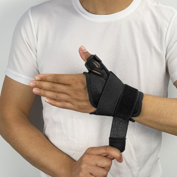 

wrist support 1pc elastic bandage hand sport wristband wrap thumb sprain fracture brace splint gym, Black;red