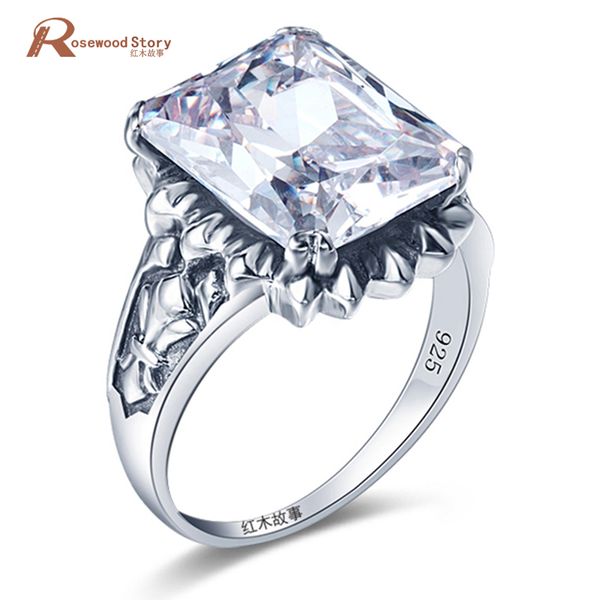 

female white cubic zirconia geometric cocktail ring 925 silver promise engagement ring women crystal vintage jewelry hiphop/rock, Golden;silver