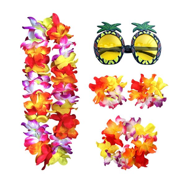 

garland set wreath pineapple sunglasses summer hawaiian party supplies hair clip