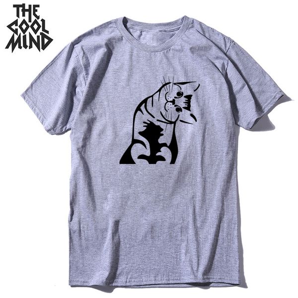 

coolmind 100% cotton cool cat men tshirt loose summer men t shirt short sleeve men