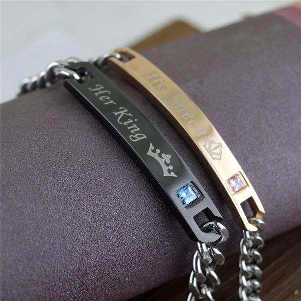 

couple bracelet one pair of red and blue diamond titanium steel diamond jewelry personalized11, Black