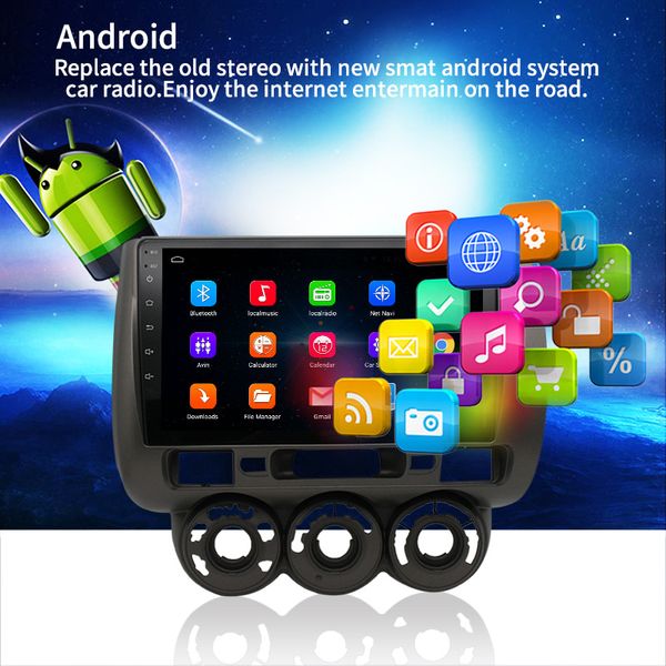 Android 10 2 Din Car Video radio Lettore multimediale stereo per auto MAPPA GPS per HONDA FIT JAZZ 2001-2008229Q