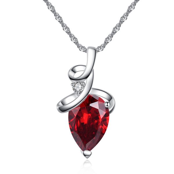 

fashion white red purple crystal water drop pendant necklace lady zircon necklace pendant girl birthday couple gift, Silver