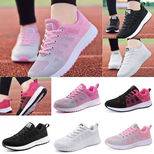 

casual fashion breathable walking mesh lace up flat sneakers women 2019 tenis feminino white vulcanized shoes6ym6, Black