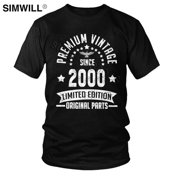 

premium vintage since 2000 t shirt short sleeve 20th 20 years old birthday gift t-shirt limited edition original tee casual