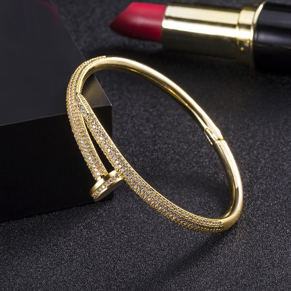 

nail bangles 316l titanium steel with cz stone gold silver rose gold bracelets for women with original box